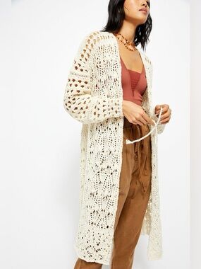 Free People Sweet Talker Crochet Duster Sweater
